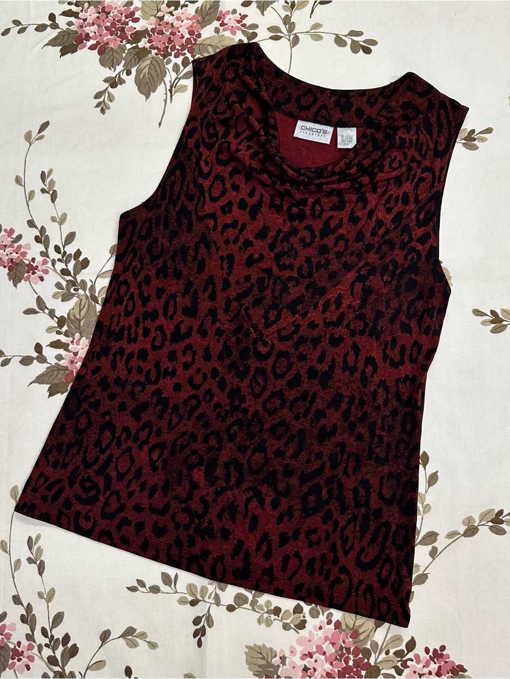 Vintage Y2K Chico’s Leopard Print Cowl Neck Tank Top | Made in USA | Size 1